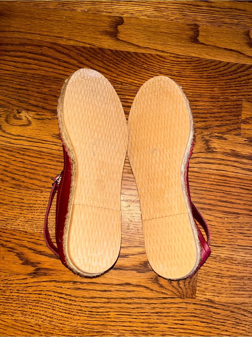 Free People Red Leather Espadrille Ankle Strap Flats EU 40 US 9-9.5 NWOT